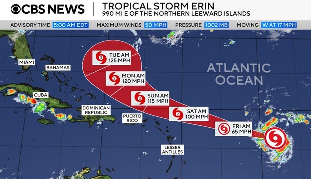 Erin Strengthens, Eyeing Hurricane Status as Atlantic's First of the Season
