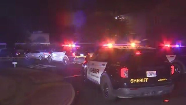 Police car with bright lights and siren 