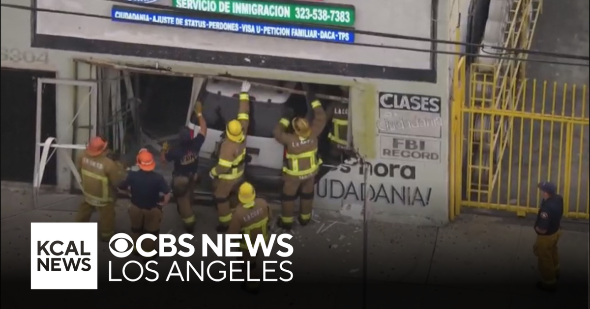 Alleged DUI driver crashes into immigration services office in South LA - CBS Los Angeles