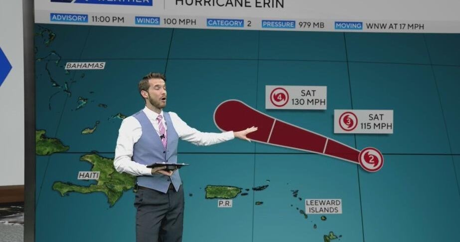 Erin becomes a Category 2 hurricane on Friday night – CBS News