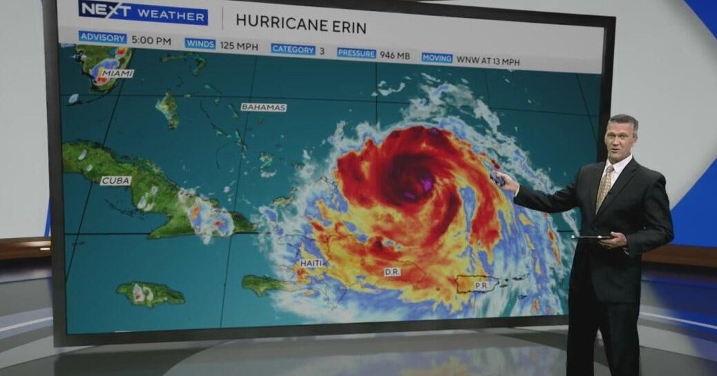 Few showers linger Sunday evening as Hurricane Erin tries to reorganize and reintensify – CBS News