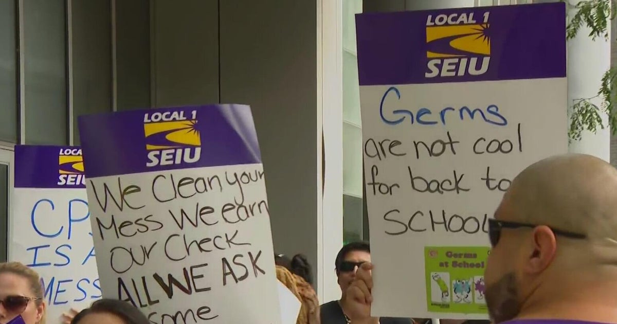 Hundreds of custodians rally against CPS cuts outside South Loop school 