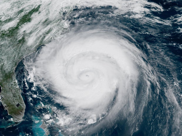 A satellite image shows Hurricane Erin at 11:36 a.m. EDT, Aug. 20, 2025. 