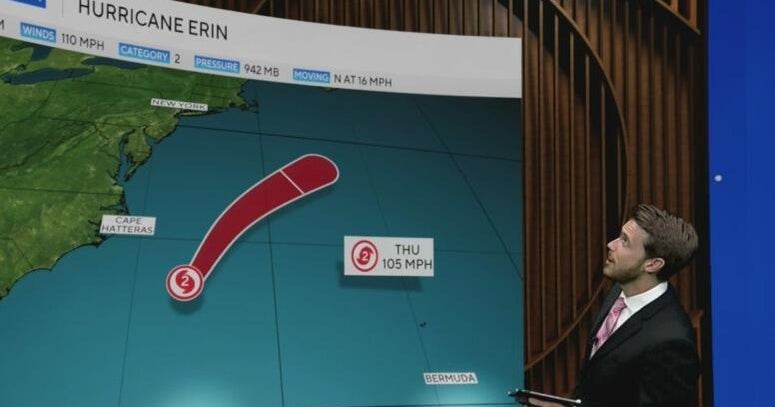 Hurricane Erin continues to track to the north – CBS News