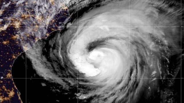 A satellite image shows Hurricane Erin at 3:31 p.m. EDT, Aug. 20, 2025. 