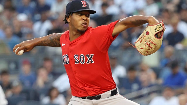 Boston Red Sox pitcher Brayan Bello throws during the first inning of a baseball game against the New York Yankees Friday, Aug. 22, 2025, in New York. 