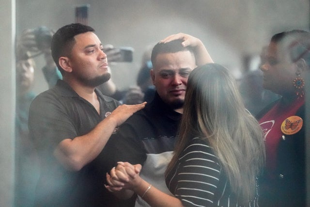 Wrongly deported migrant Abrego appears for a check in at the ICE Baltimore field office 