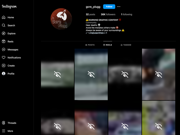Hundreds of Instagram accounts push graphic real-life violence to millions, CBS News finds gore-plugg-desktop.png