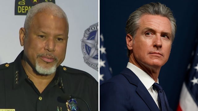 Dallas Police Chief Daniel Comeaux, CA Gov. Gavin Newsom 