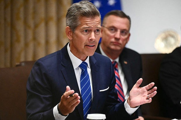 Secretary of Transportation Sean Duffy speaks during a Cabinet astatine the White House connected Aug. 26, 2025.