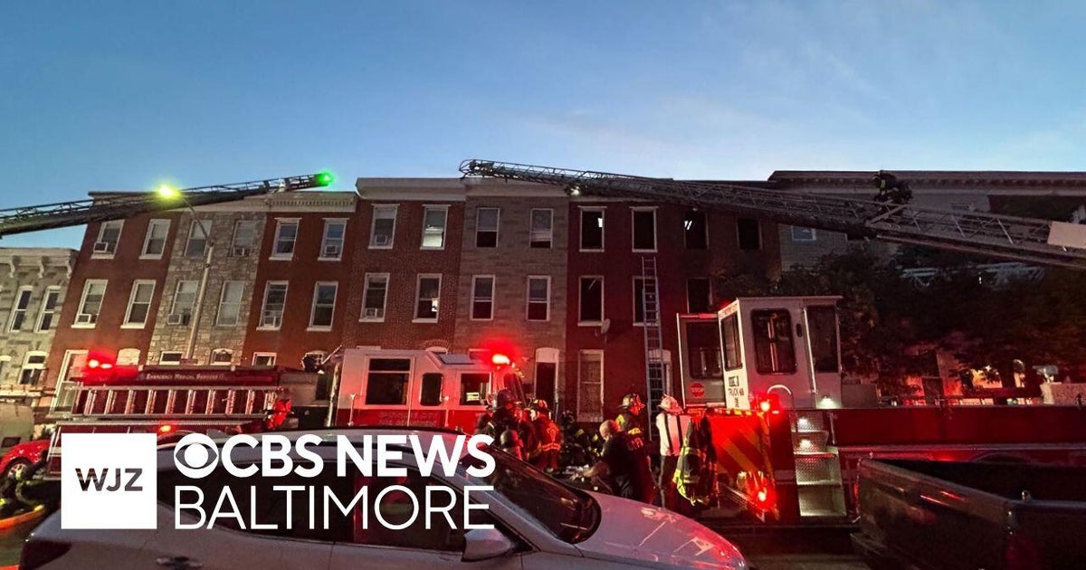 Four rowhomes impacted by two-alarm fire in downtown Baltimore - CBS ...