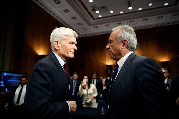 Robert F. Kennedy Jr., Secretary of Health and Human Services, speaks with Sen. Bill Cassidy aft testifying successful his Senate Committee connected Health, Education, Labor and Pensions confirmation proceeding connected January 30, 2025 successful Washington, DC.