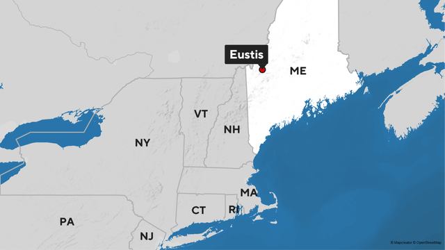 Map showing location of Eustis, Maine 