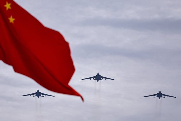 Flyover rehearsal ahead of a military parade to mark the 80th anniversary of the end of World War Two, in Beijing 