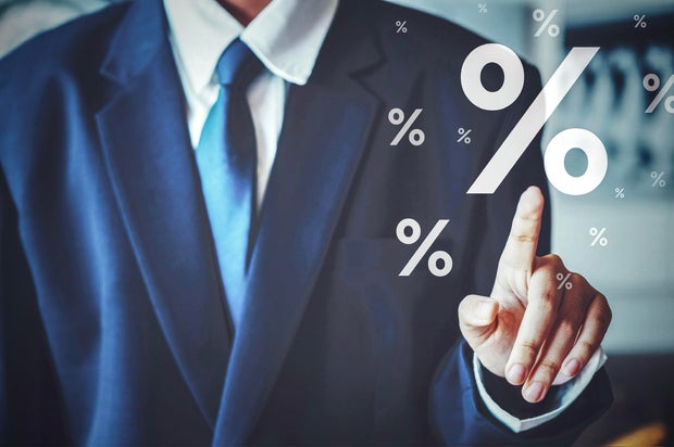 Interest rate percentage icon concept, The concept of interest rates 