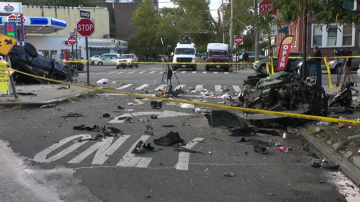 Video shows deadly Brooklyn crash that split car in two - CBS New York