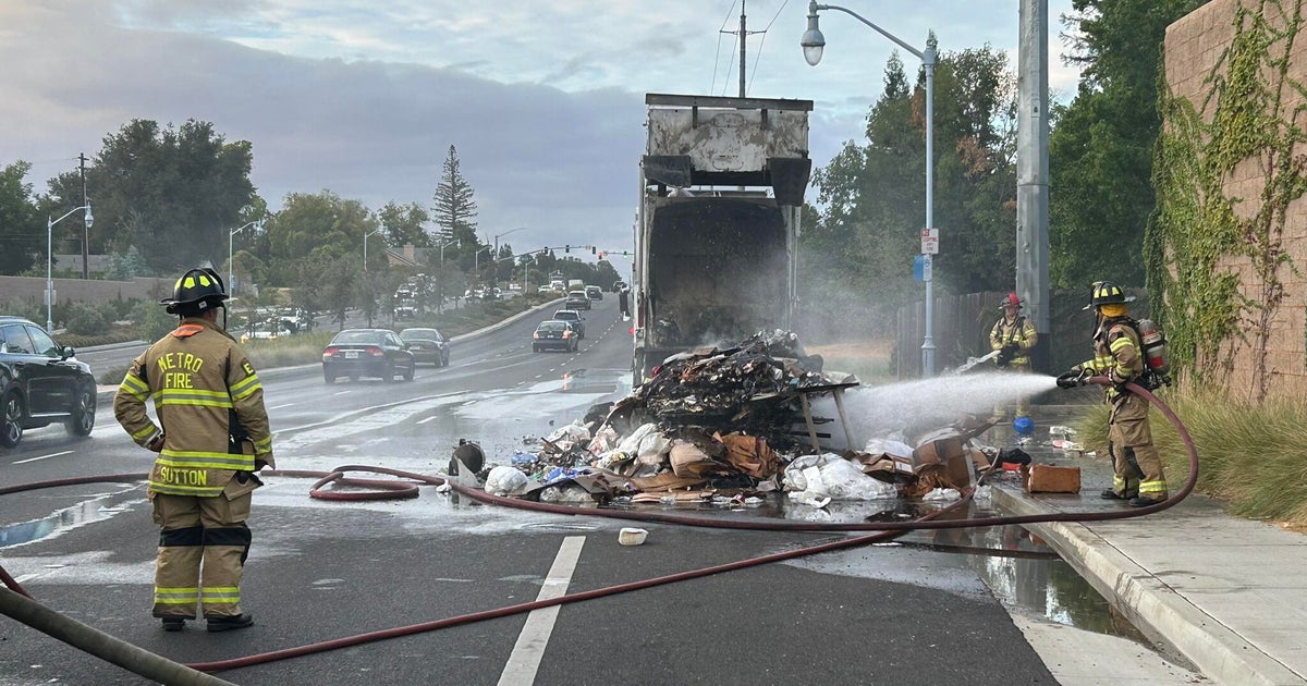 Hazel Avenue blocked in Fair Oaks after garbage truck load catches fire