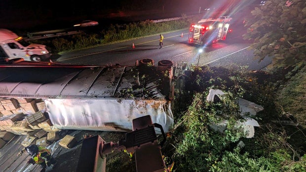 Overturned Truck on I-95 in Harford County Maryland 