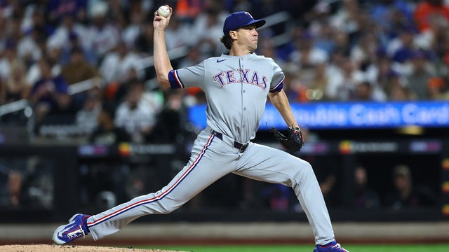 Jacob deGrom #48 of the Texas Rangers pitches during the first inning against the New York Mets at Citi Field on September 12, 2025 in the Queens borough of New York City. 