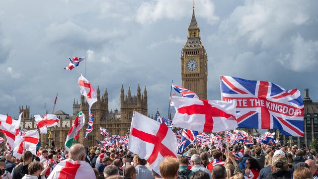 "Unite The Kingdom" Rally And Counter Rally By Stand Up To Racism Takes Place In Central London 
