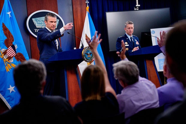 DOD Secretary Hegseth And Chairman Of The Joint Chiefs Caine Brief On Iran Strike 