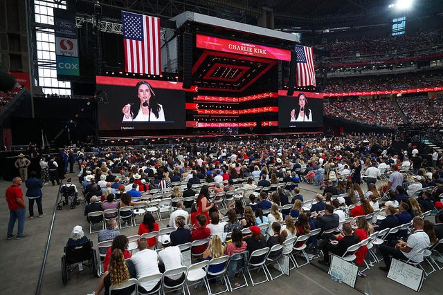 Memorial Service Held For Slain Conservative Activist Charlie Kirk At State Farm Stadium 
