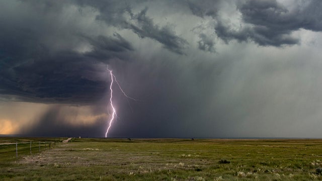 Lightning storm on the high plains of Colorado. USA 