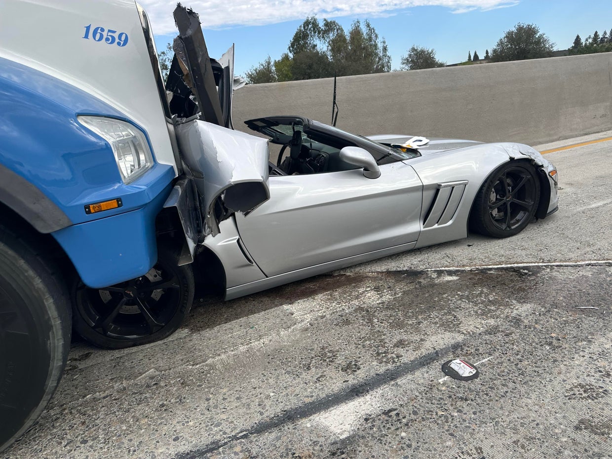 Crash involving diesel truck, Corvette on Highway 50 in Sacramento ...