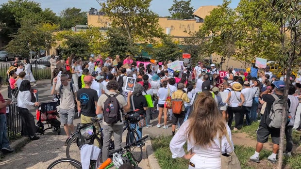 Demonstrators at NYC's Stand Against ICE Day of Action rally 