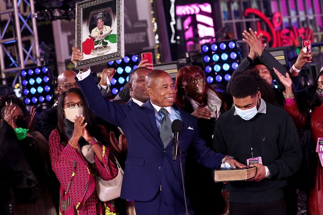 Eric Adams Sworn In As Mayor Of New York City In Times Square After Ball Drop 