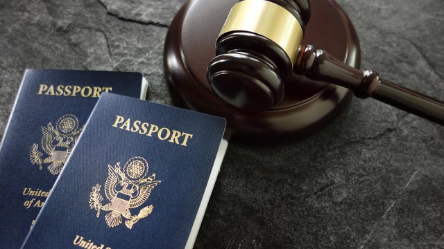 Gavel and passports 