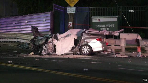 Vehicles involved in a car crash in North Bergen, New Jersey 