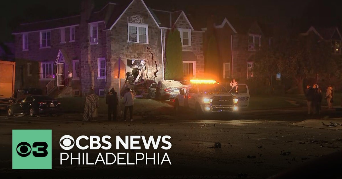 1 injured as crash sends car through side of Philadelphia home - CBS ...