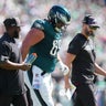 Landon Dickerson exits Eagles' loss to Broncos with ankle injury 