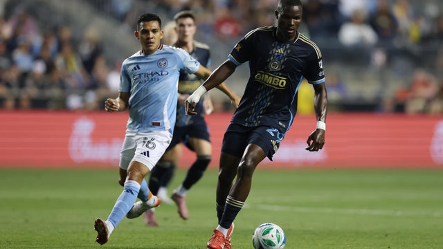 Olwethu Makhanya #29 of the Philadelphia Union controls the ball during the MLS match between Philadelphia Union and New York City FC at Subaru Park on October 04, 2025 in Chester, Pennsylvania. 