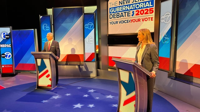 Candidates on the stage at the debate