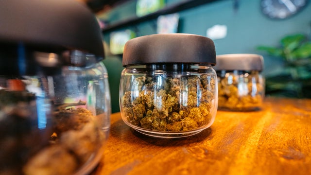 Herbal Cannabis In A Jar In A Cannabis Shop In Thailand 