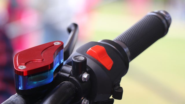 Right handle with control switches of an sports model electric motorcycle 