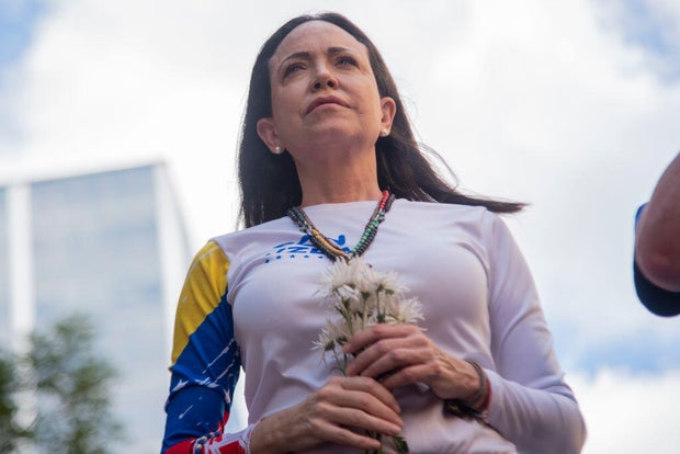 Venezuelan Opposition Leader Machado Is Intercepted After Joining Anti-government Protest