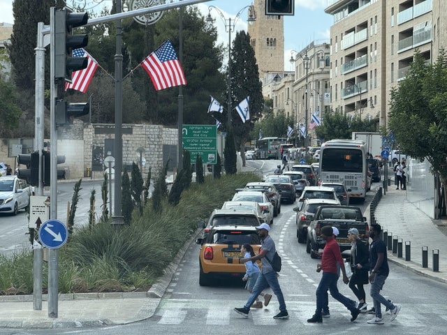 US flags raised in West Jerusalem following Gaza ceasefire 
