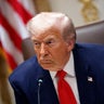 President Trump speaks during a meeting with Argentine President Javier Milei in the Cabinet Room at the White House in Washington, D.C., on Oct. 14, 2025. 