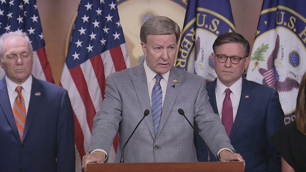Republican Rep. Mike Rogers of Alabama addresses reporters at the Capitol on Friday, Oct. 17, 2025. 
