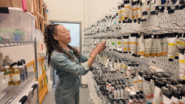 Amy Sherald in her paint room 