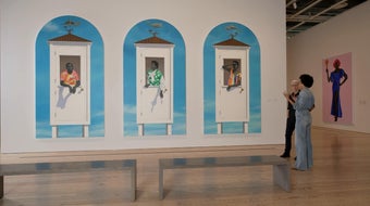 Amy Sherald shows "Ecclesia" to Anderson Cooper 