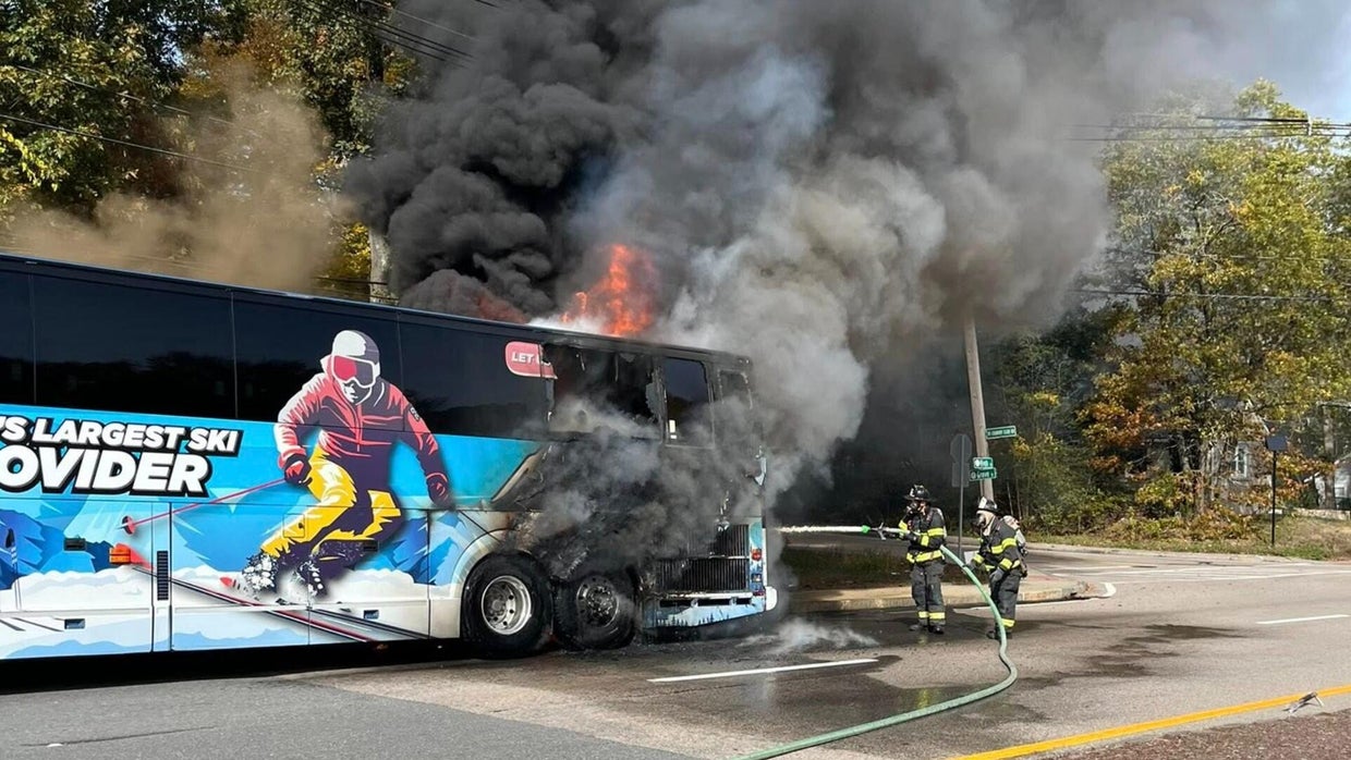 Bus carrying UMass Lowell students catches fire in Westwood ...