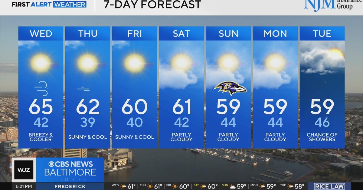 Comfortable, fall temperatures in Maryland through week's end - CBS ...
