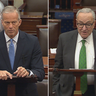Mehrheitsführer des Senats John Thune und Minderheitsführer Chuck Schumer im Senat am Montag, 27. Oktober 2025.