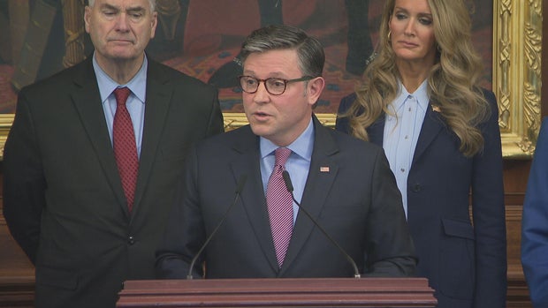 Speaker Mike Johnson holds a news conference on Capitol Hill on Monday, Oct. 27, 2025.