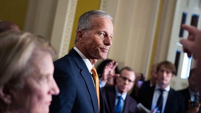 Senate Majority Leader John Thune of South Dakota holds a news conference at the U.S. Capitol in Washington, D.C., on Oct. 28, 2025.
