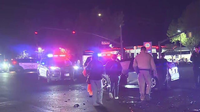Police car with bright lights and siren